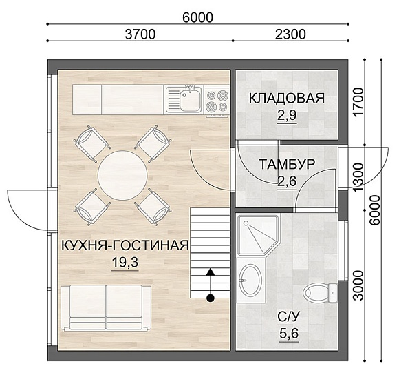 Проект каркасного дома АФ-44